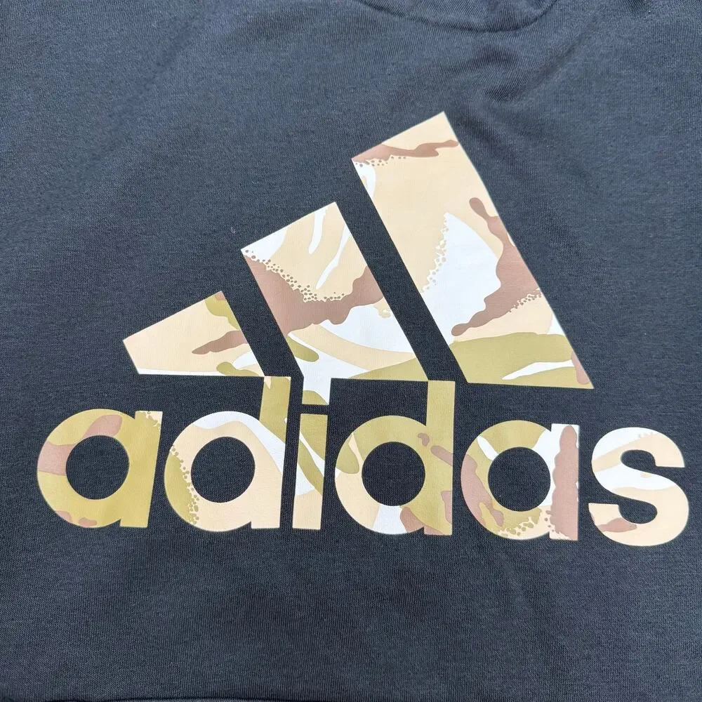 Adidas Hoodie Men’s Medium Black Desert Camo Logo Pullover Sweatshirt GV2126